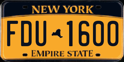 NY license plate FDU1600