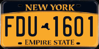 NY license plate FDU1601
