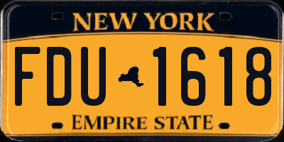 NY license plate FDU1618