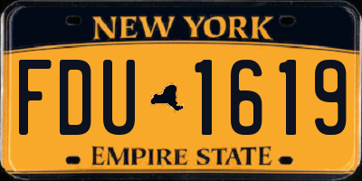 NY license plate FDU1619