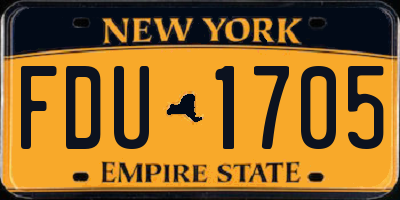 NY license plate FDU1705