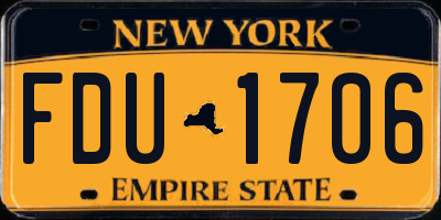 NY license plate FDU1706