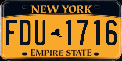 NY license plate FDU1716