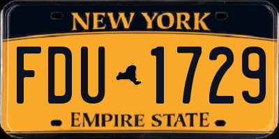NY license plate FDU1729