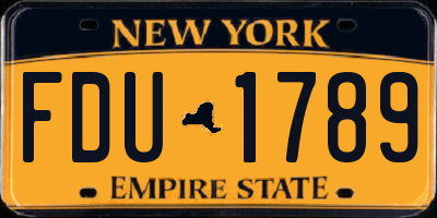 NY license plate FDU1789
