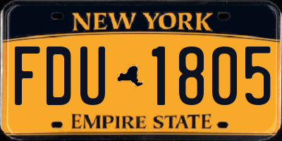 NY license plate FDU1805