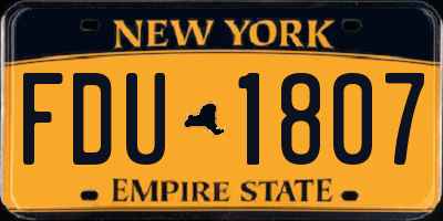 NY license plate FDU1807