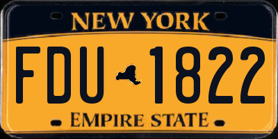 NY license plate FDU1822
