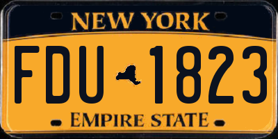 NY license plate FDU1823