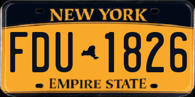 NY license plate FDU1826