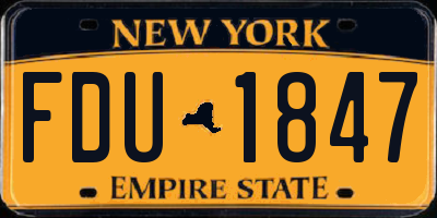NY license plate FDU1847