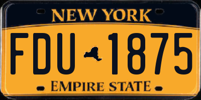 NY license plate FDU1875