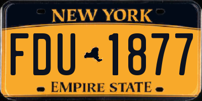 NY license plate FDU1877