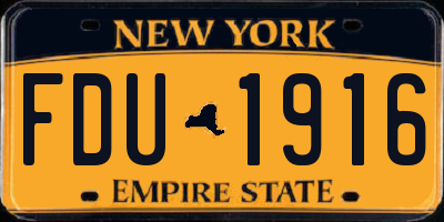 NY license plate FDU1916