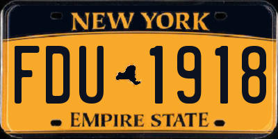 NY license plate FDU1918