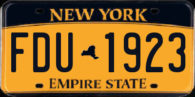 NY license plate FDU1923