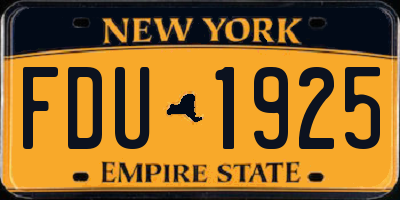 NY license plate FDU1925