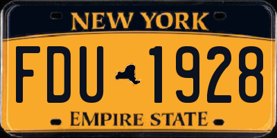 NY license plate FDU1928
