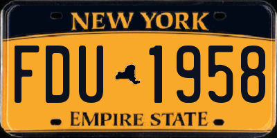 NY license plate FDU1958