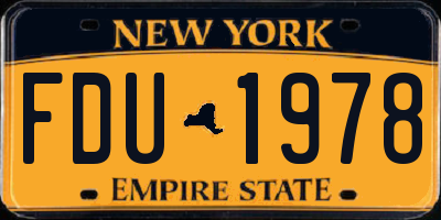 NY license plate FDU1978