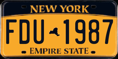 NY license plate FDU1987