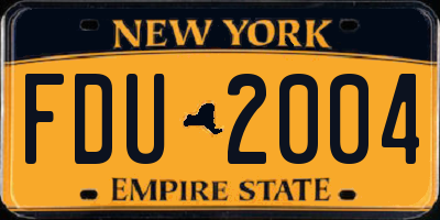 NY license plate FDU2004