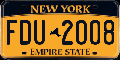 NY license plate FDU2008