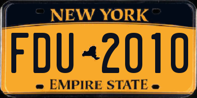 NY license plate FDU2010