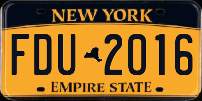 NY license plate FDU2016