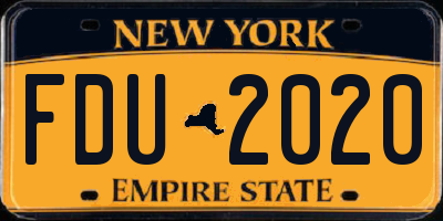 NY license plate FDU2020