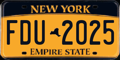 NY license plate FDU2025