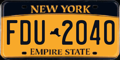 NY license plate FDU2040