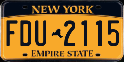 NY license plate FDU2115