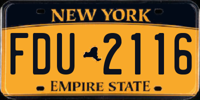 NY license plate FDU2116