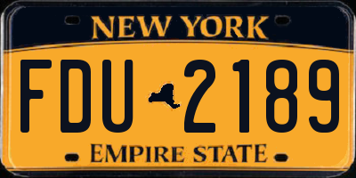 NY license plate FDU2189