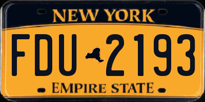 NY license plate FDU2193