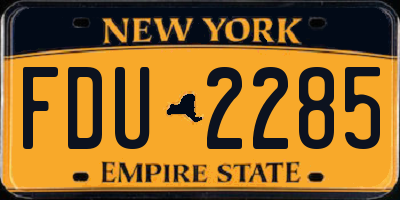 NY license plate FDU2285