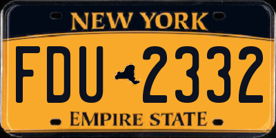 NY license plate FDU2332