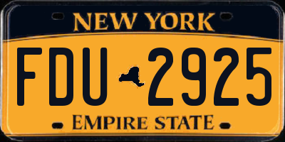 NY license plate FDU2925