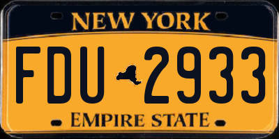 NY license plate FDU2933