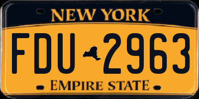 NY license plate FDU2963