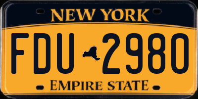NY license plate FDU2980