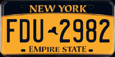 NY license plate FDU2982