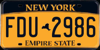 NY license plate FDU2986