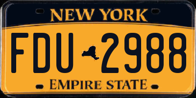 NY license plate FDU2988