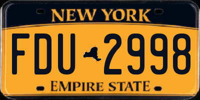 NY license plate FDU2998
