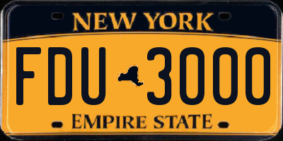NY license plate FDU3000
