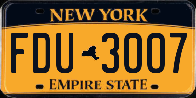 NY license plate FDU3007