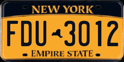 NY license plate FDU3012