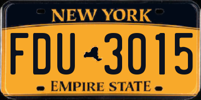 NY license plate FDU3015